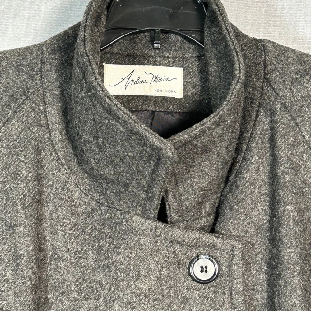 Andrea Marin New York Double Breasted Wool Blend Trench Coat Women's Size 16P